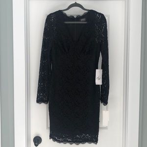 Adrianna Papell Evening Black Lace Cocktail Dress